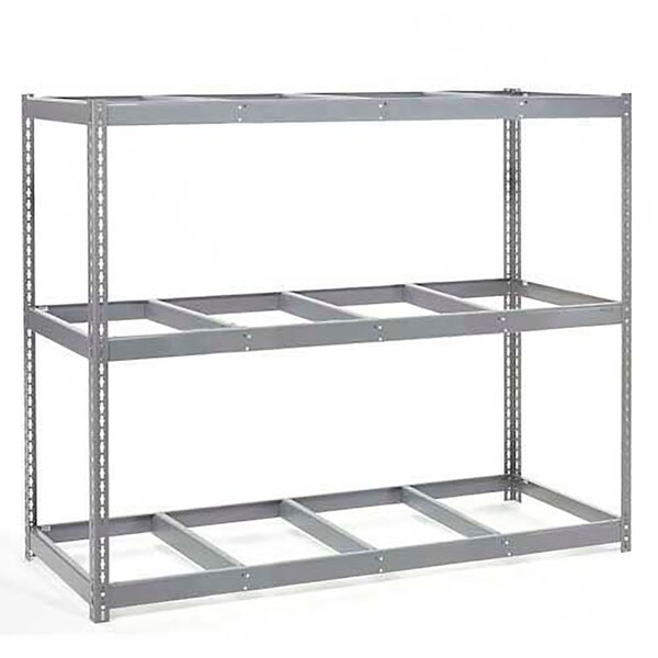 Wide Span Rack 96Wx48Dx96H, 3 Shelves No Deck 800 Lb Cap. Per Level, Gray